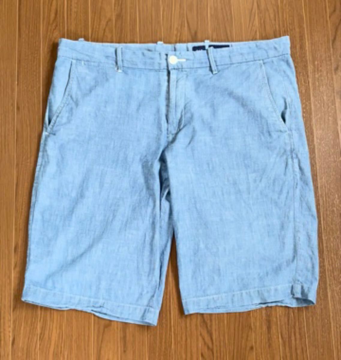 【送料無料】GAP シャンブレーショートパンツ メンズL イージーパンツ ギャップ 春夏 ハーフパンツ 薄手 コットン100%