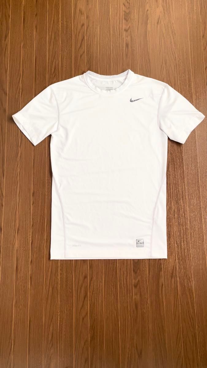 【送料無料】NIKE PRO FIT ナイキプロ フィット 半袖シャツ ホワイト メンズ L 古着 ドライ トレーニングウエア 白