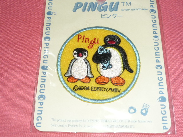  ultra rare! Kawai i!1994 year PINGU Pingu & pin ga iron badge *