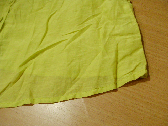 ssyy1520 GAP Gap lady's short sleeves blouse shirt .... yellow # frill # pin tuck cotton silk material thin S size 