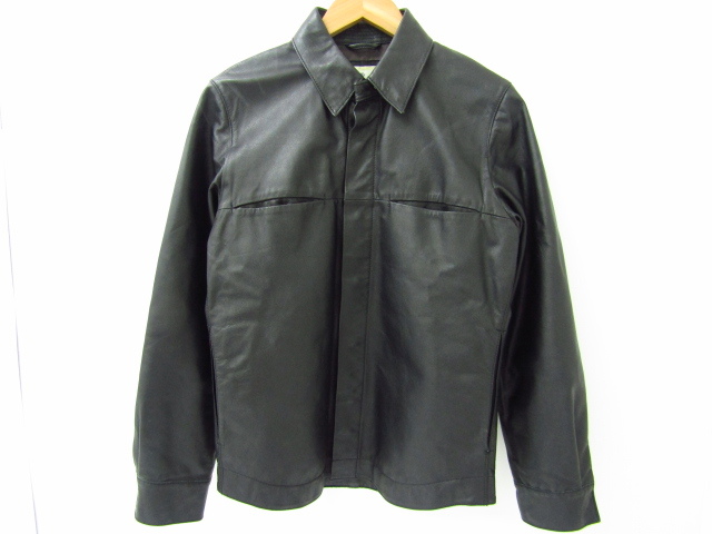 EDIFICE エディフィス 2021春夏新色 レザーシャツ ジャケット 山羊革 ブラック FG4598 最新入荷 黒 SIZE:46