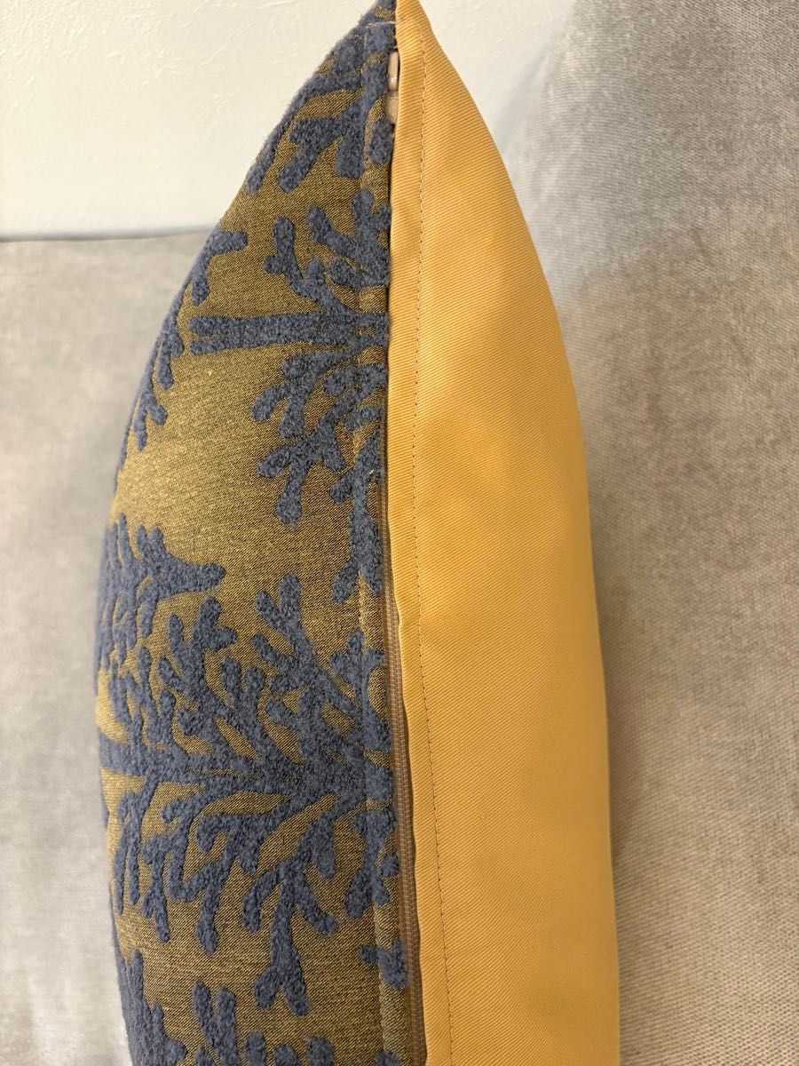 ミナペルホネン ハンドメイド クッションカバー★metsa yellow ミナペルホネン ハンドメイド クッションカバー metsa navy