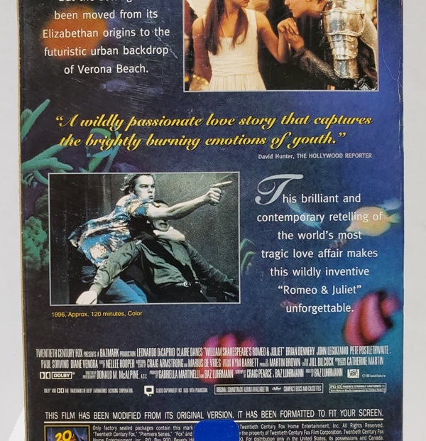 中古VHS　1996年　ROMEO + JULIET / ディカプリオ出演　ロミオとジュリエット　USA製?　　　売り切り　　 !!_画像7