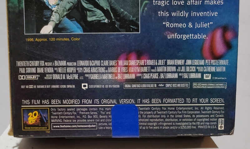 中古VHS　1996年　ROMEO + JULIET / ディカプリオ出演　ロミオとジュリエット　USA製?　　　売り切り　　 !!_画像8