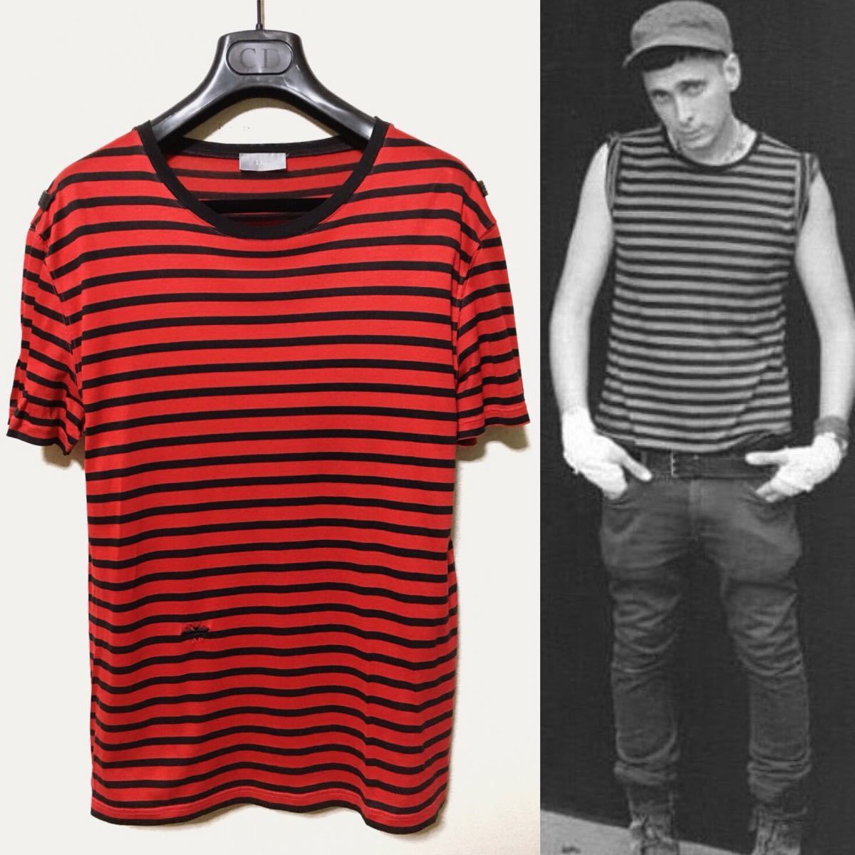 ディオールオム 2004 04AW レッド ブラック ボーダー Tシャツ ディオールオム 2004 04AW レッド ブラック ボーダー Tシャツ