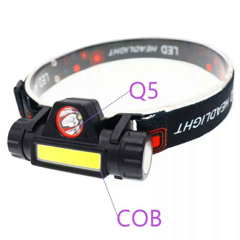 【送料無料】LEDヘッドライト 軽量 Q5 + COB ヘッドランプと充電式 18650 內(nèi)蔵リチウム電池ヘッドライトキャンプ自転車 LED ヘッドランプ