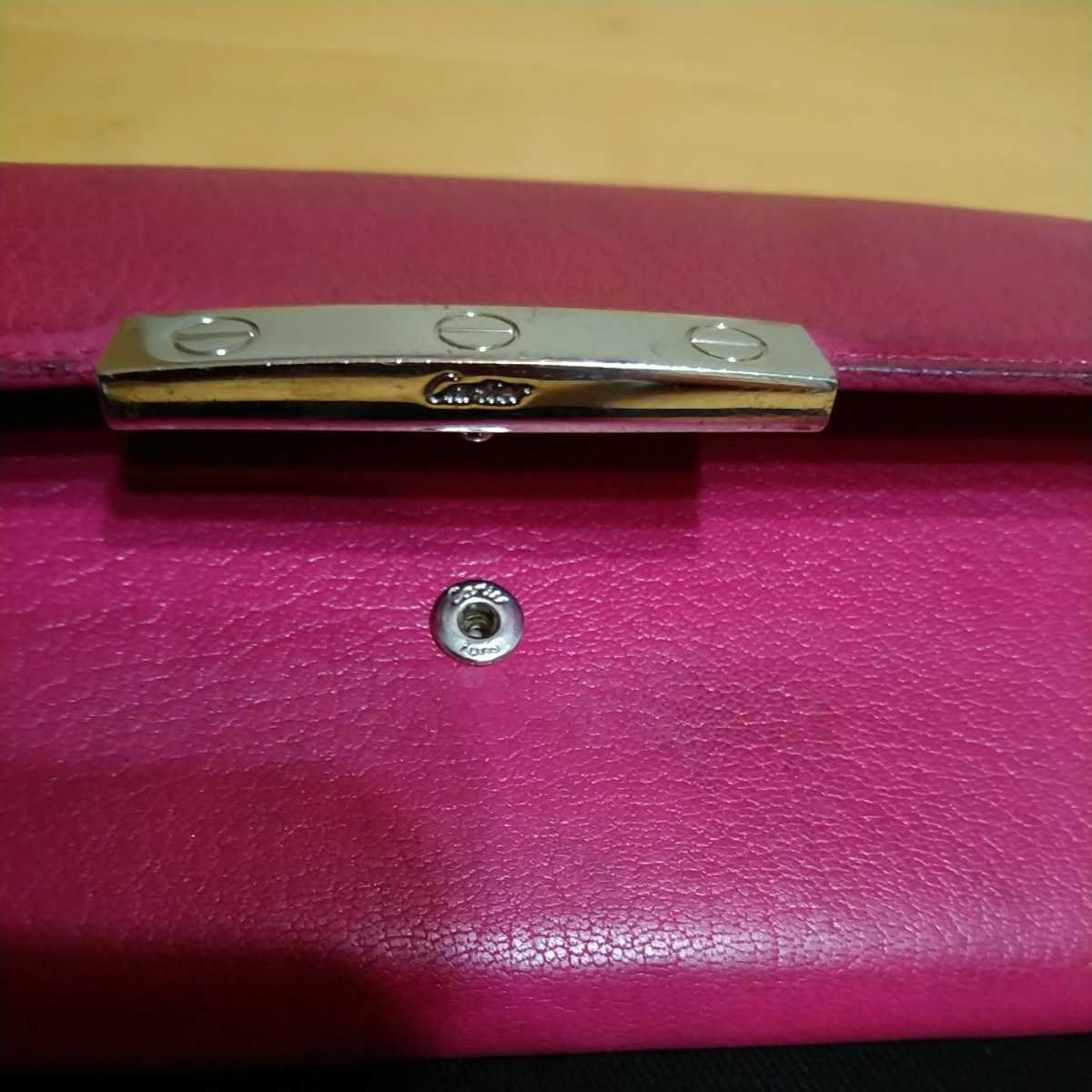 中古 Cartier カルティエ 長財布 専用袋、カード付き　冊子 CARTIER long Wallet leather 送料無料