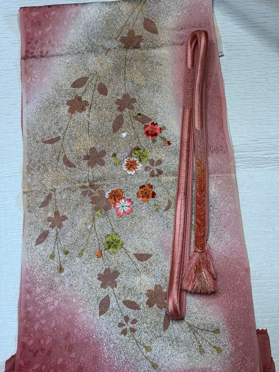 刺繍 訪問着 袋帯 フルセット 正絹 4点フルセット 正絹高級訪問着 袋帯 帯締め帯揚げ|Yahoo!フリマ