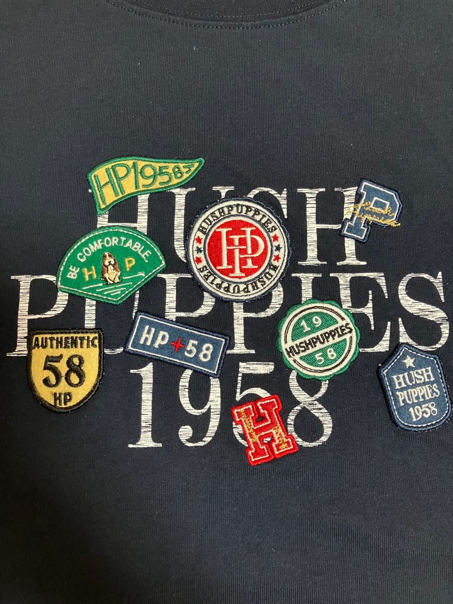 【 】バッジ Tシャツ 送料込 超レア Hush Puppies パッチデザイン ワッペン Tシャツ 2L