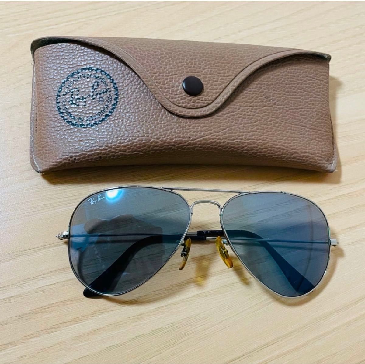 Ray-Ban アビエーター サングラス ブルーレンズ ケース付き レアモデル】Ray-Ban AVIATOR ブルーガラスレンズ 専用ケース付