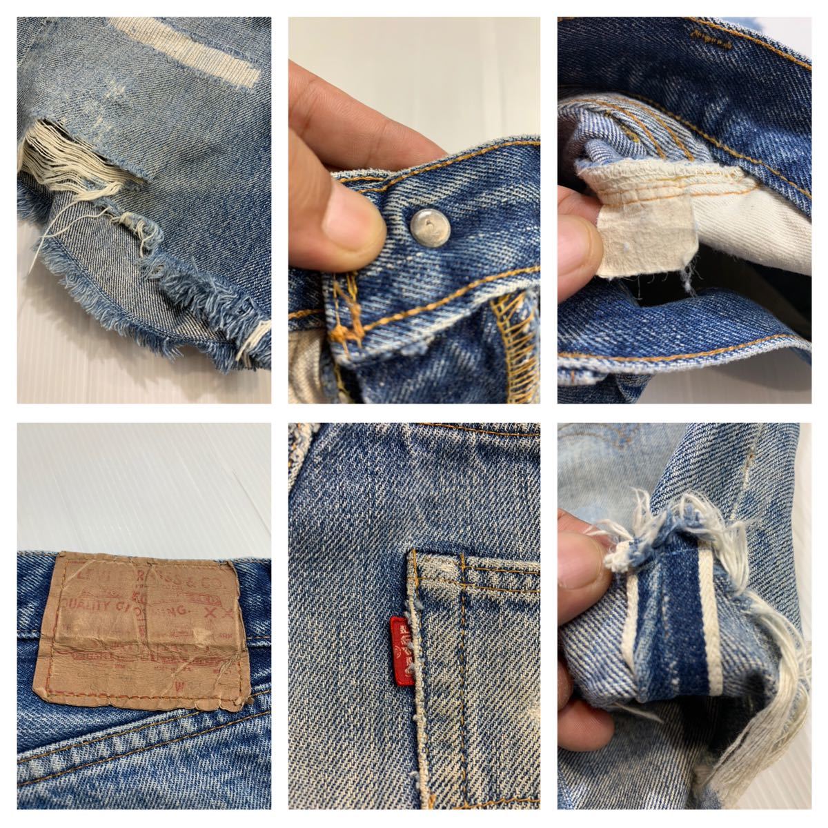 70's ヴィンテージ levi's リーバイス 501 66前期　クラッシュリペア　カットオフ　切りっぱなしステッチ止め　デニムショーツ W31約76cm_画像2