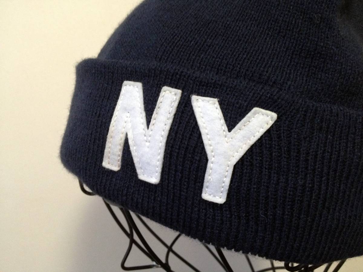 NY・紺・ゆったりとした柔らかいニット帽・9179_画像6