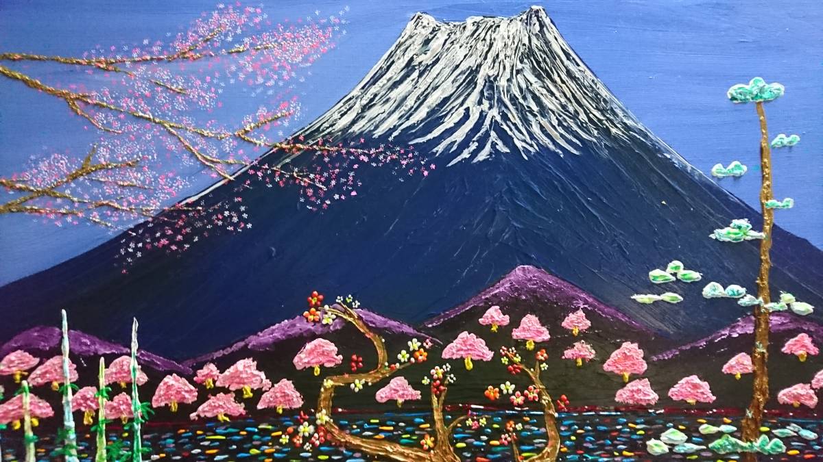 { country beautiful .}TOMOYUKI*.., Mt Fuji . Sakura * pine bamboo plum, oil painting .,F30 number :90,9×72,7cm, large size, oil painting one point thing, new goods oil painting amount attaching, autograph autograph * genuine work with guarantee 