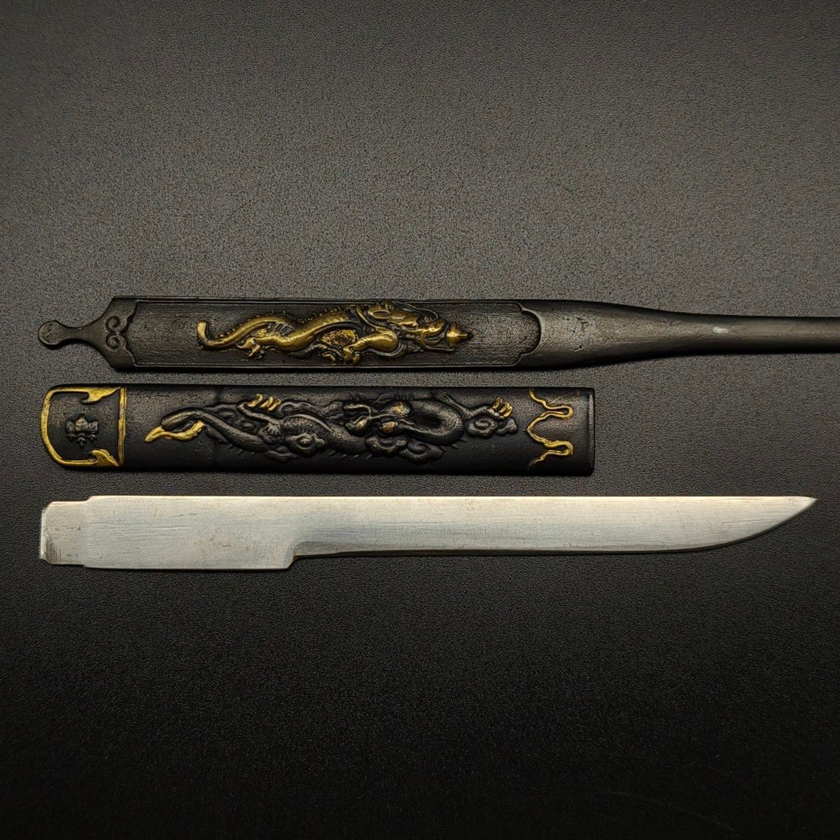【骨董品】 刀装具 武具 小柄 龍・虎図小柄 日本刀装具 小柄 笄 龍の図 銅地 刀剣美術 切味なし|Yahoo