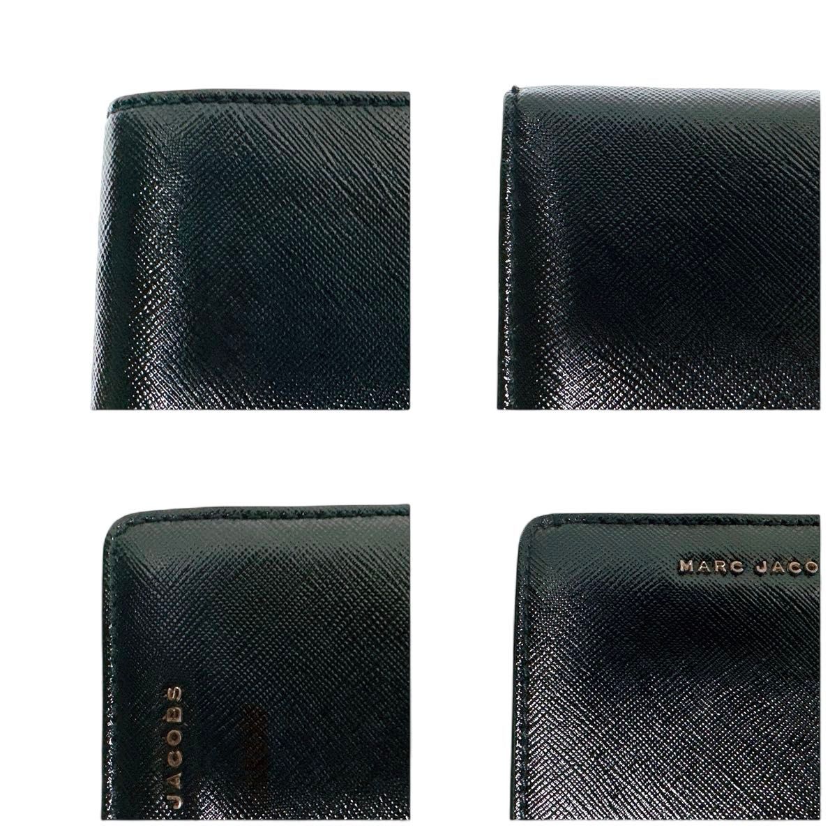 【Marc Jacobs】レザーミニウォレット ロゴ ブラック 送関込 美品 マークジェイコブス 折り財布 レザー ミニ ウォレット 黒