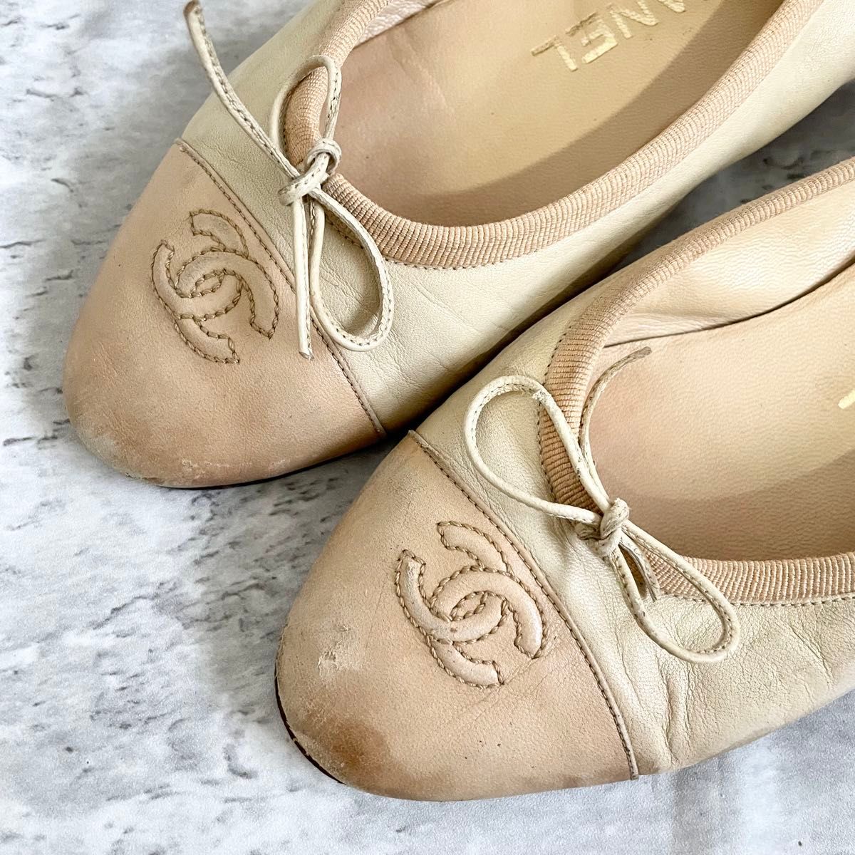 【CHANEL】入手困難☆ リボンが可愛い♪ バレエシューズ CHANEL バレエシューズ リボン 36 23㎝ フラットシューズ|Yahoo