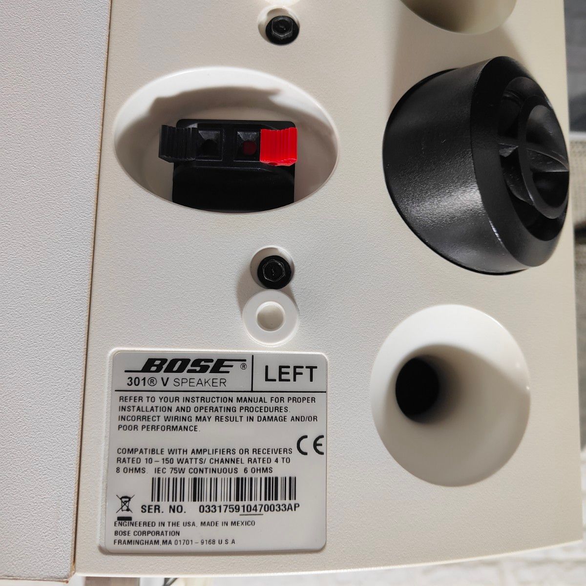 BOSE/ボーズ 301V スピーカー ペア シリアル同番 + 天吊り ブラケット付⑥ BOSE★スピーカー301Vペアシリアル同番ブラック★音出しOK訳アリ品送料無料