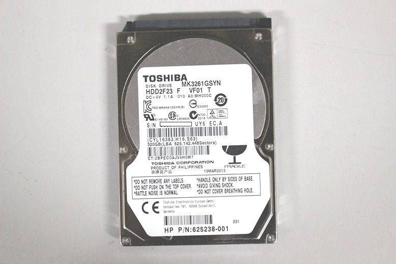 東芝 TOSHIBA MK3261GSYN 2.5インチ SATA 320GB HDD 7200rpm 在庫限定