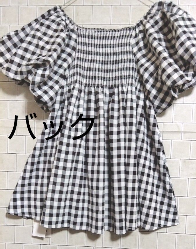 me チェック柄半袖カットソー 新品タグ付き【Loueme ルエム】ギンガムチェック柄 ゆったり