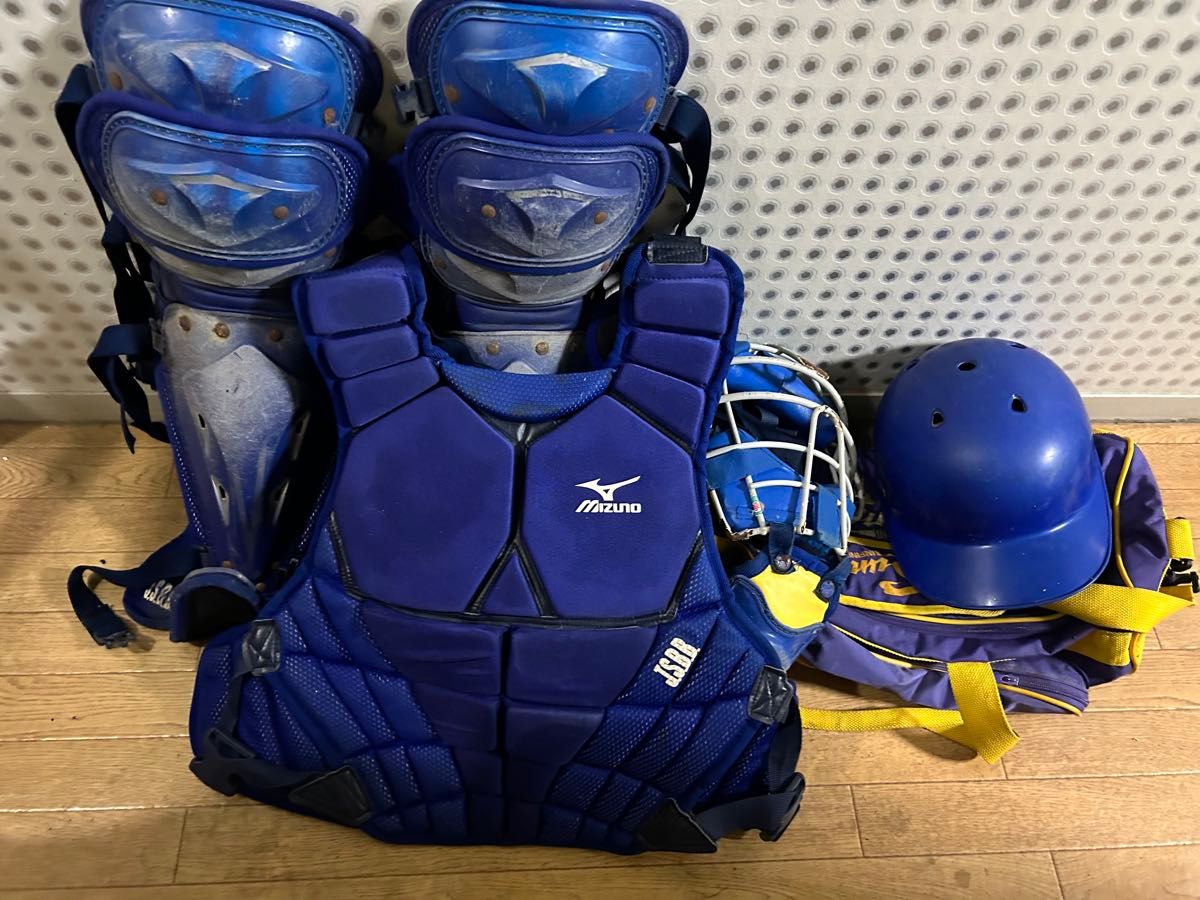 てるるキャッチャー防具+バッグ Mizuno ローリングス キャッチャー防具セット JSBB ネイビー