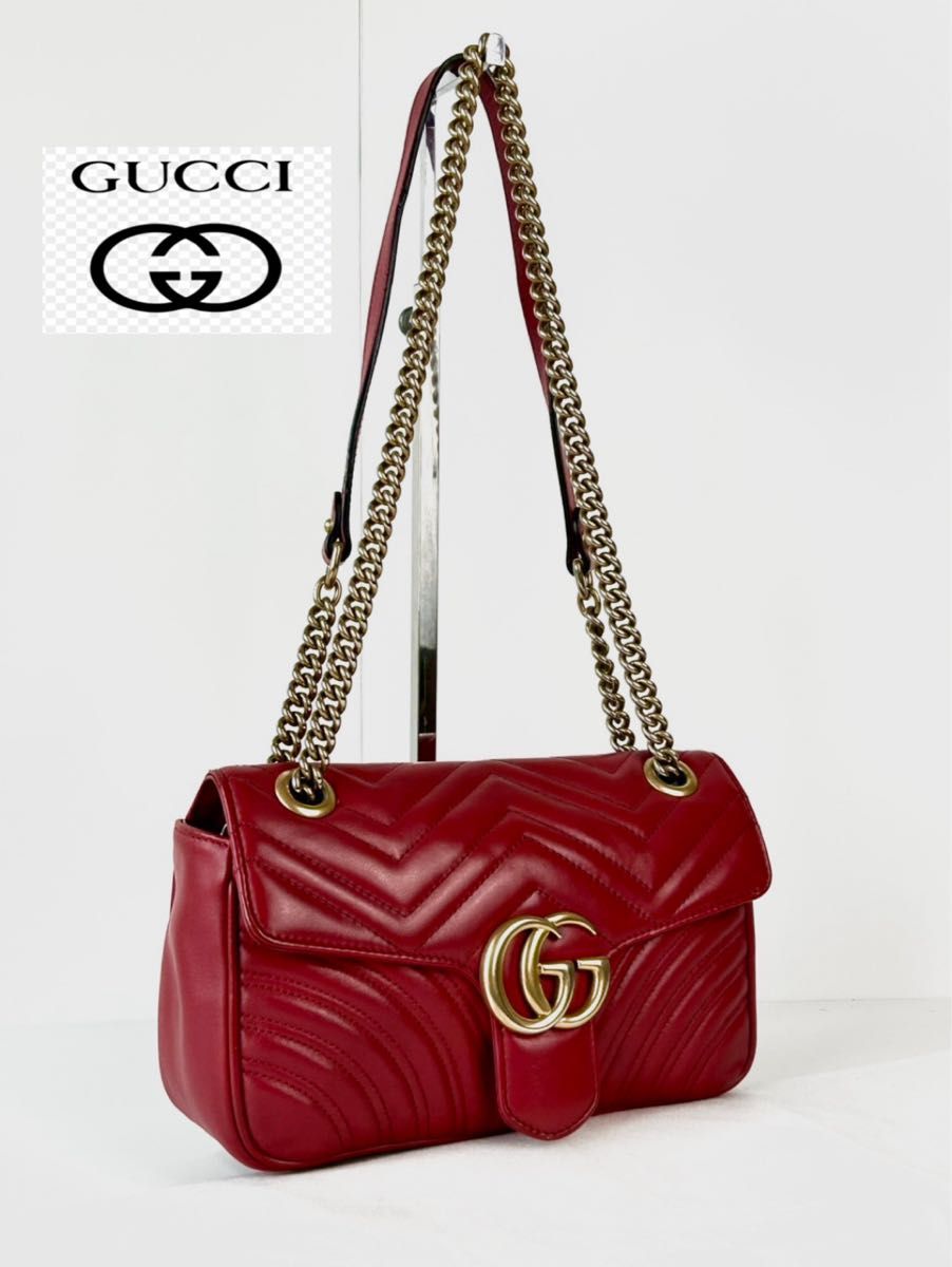 国内発送グッチ GGマーモントスタッズ マトラッセ 美品】 メンテ済み グッチ GUCCI 定価35万 レザー ショルダー