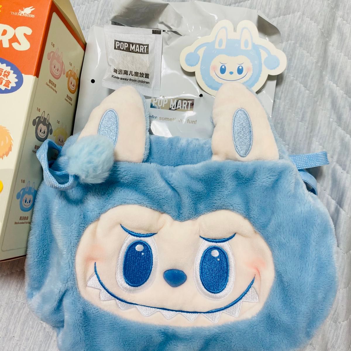 POP MART「WACKY MART」LABUBU(ラブブ) 巾着 ブルー/青 ラブブ 巾着 THE MONSTERS Wacky Martシリーズ 正規品 公式