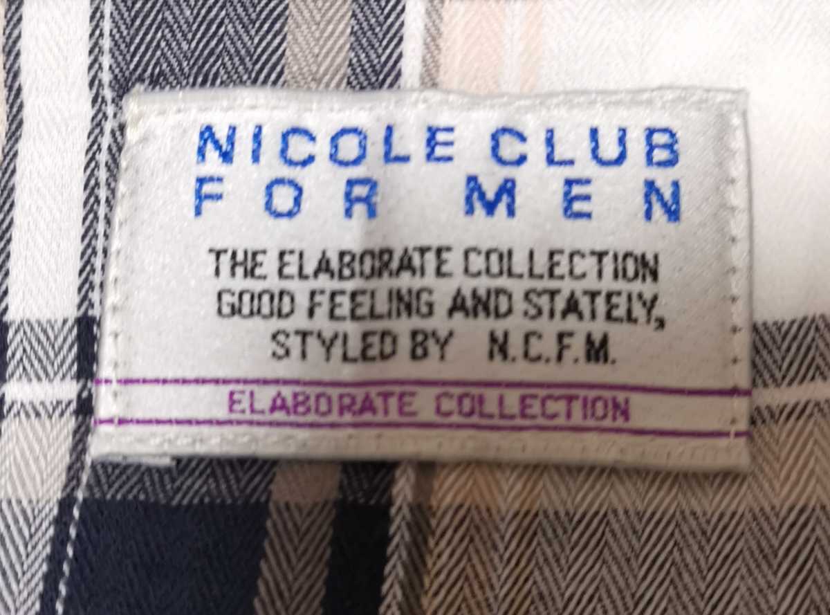 #メンズ(トップス)【NICOLE CLUB FOR MEN】★ニコル★半袖シャツ★半袖チェック柄シャツ★スナップボタン★表記サイズ(46)★送料無料★2c20