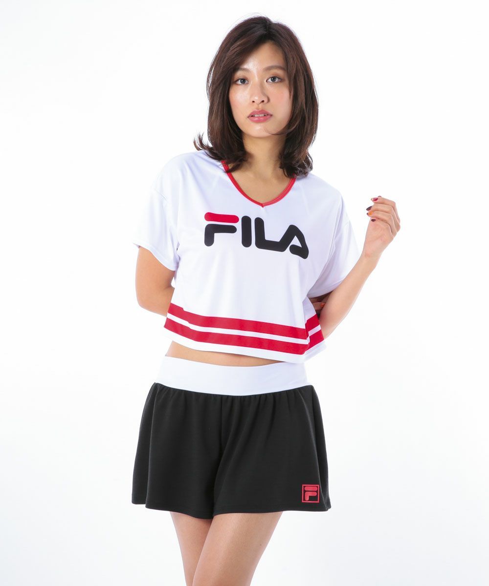 12431 新品　ＦＩＬＡ　フィラ　Tシャツ付タンキニショートパンツ４点セット　赤黒 レディース　9号　M_画像2