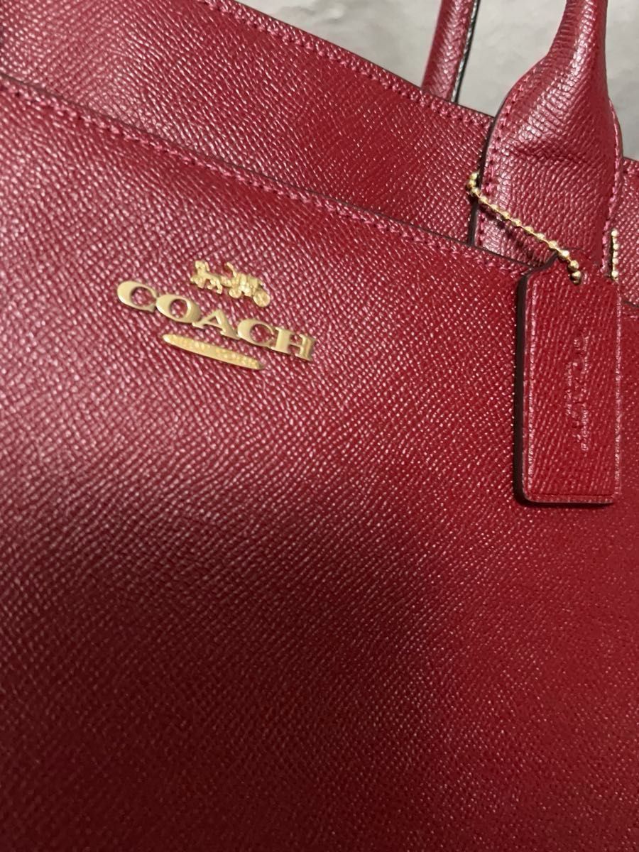COACH レッド バックパック フロントポケット付き値引き交渉OKです タイムセール COACH コーチ F31474 ロゴ トートバッグ レザー
