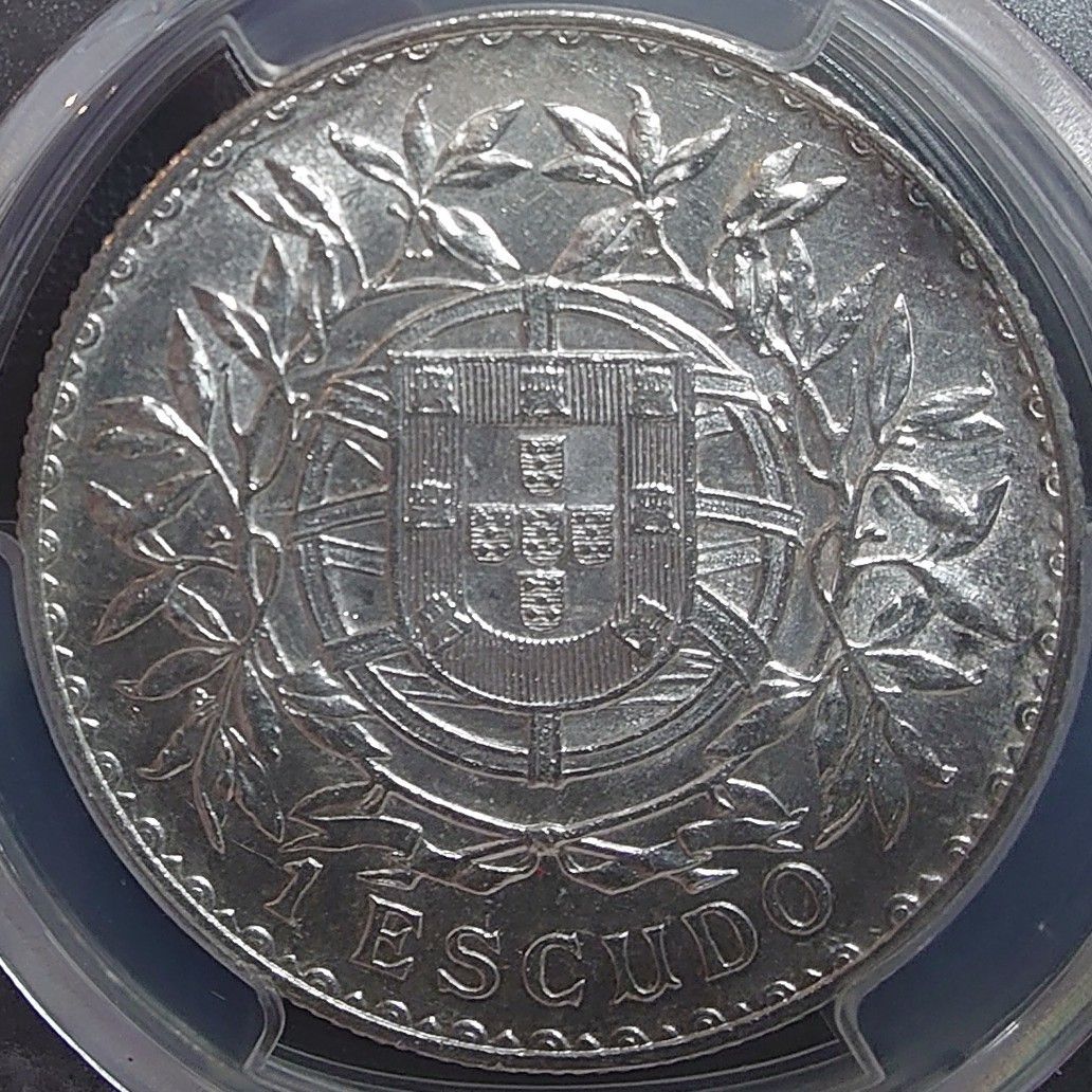 1915年 ポルトガル銀貨 1エスクード リバティヘッド銀貨 PCGS AU55 1915年 ポルトガル銀貨 1エスクード リバティヘッド銀貨 PCGS