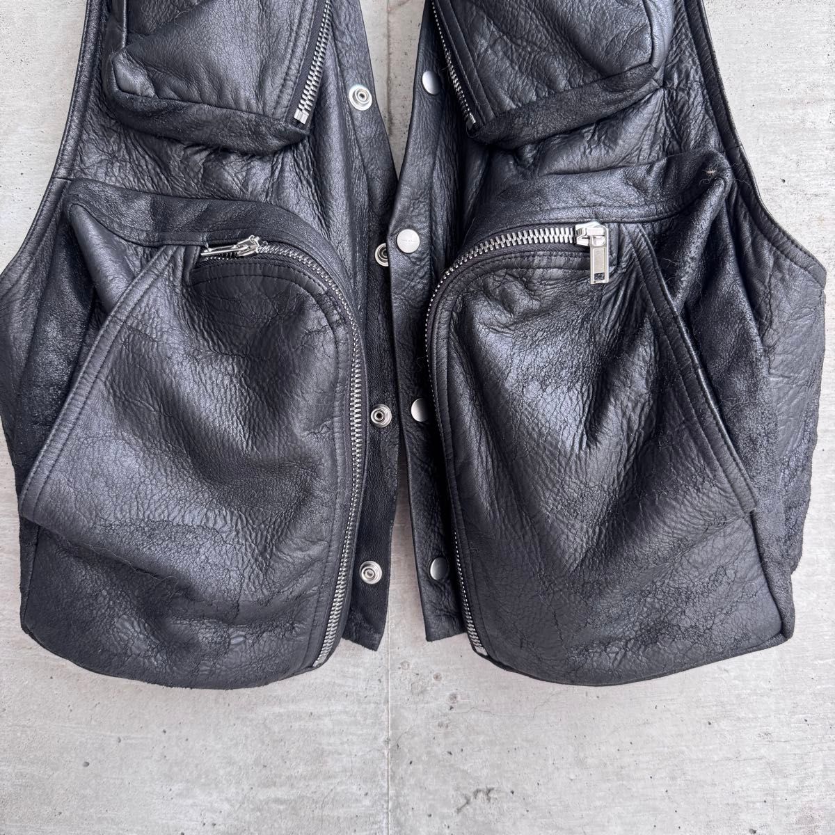 RICKOWENS♡ レザーカーゴベスト 美品 Rick Owens レザーカーゴベスト 4zip BAUHAUSポケット