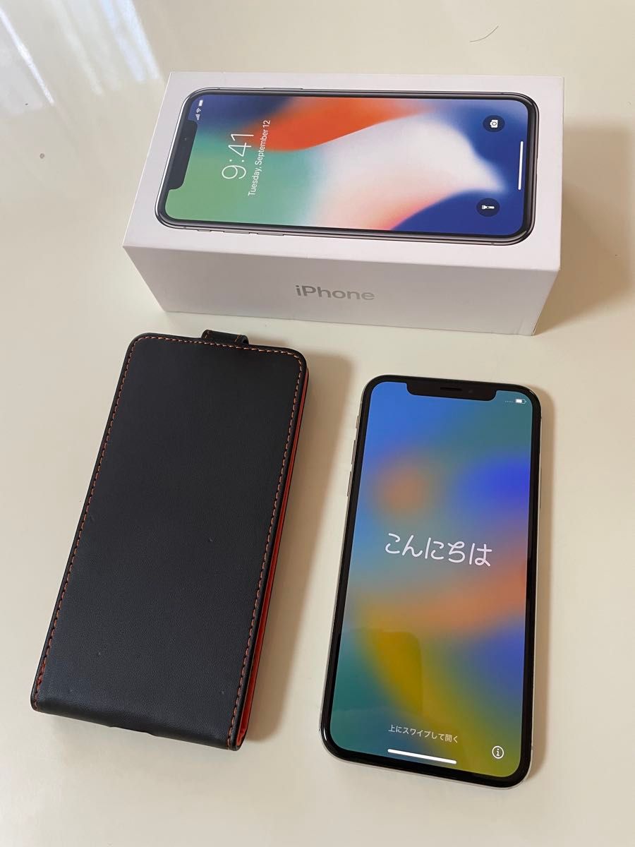 iPhoneX 64GB SIMフリー 割れなし A1902 美品 箱付き iPhoneX 64GB A1902 シルバー SIMフリー バッテリー