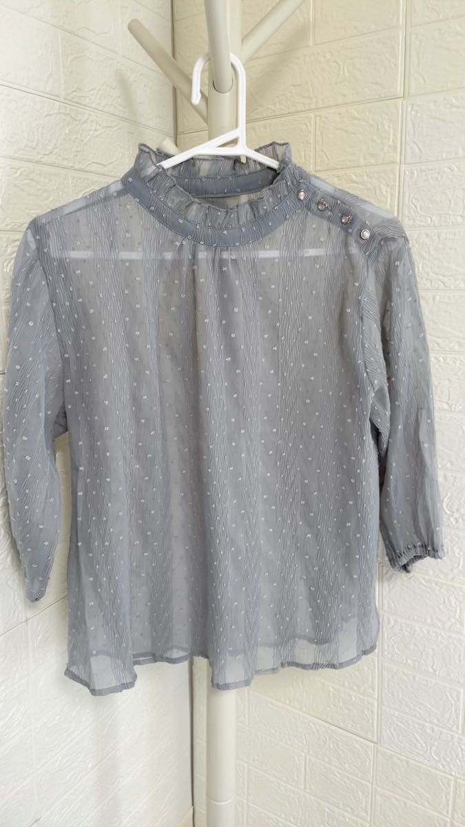 長袖ブラウス シフォンブラウス シースルーブラウス リボンブラウス ハイネックブラウス ブラウス上品 清楚 ブラウス婚活 未使用