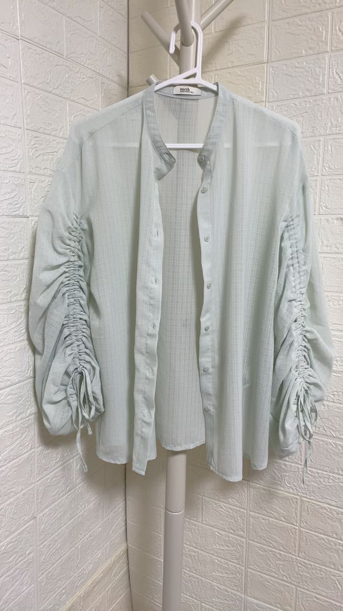 長袖ブラウス シフォンブラウス シースルーブラウス リボンブラウス ハイネックブラウス シフォンブラウス 春夏カーディガン 美品