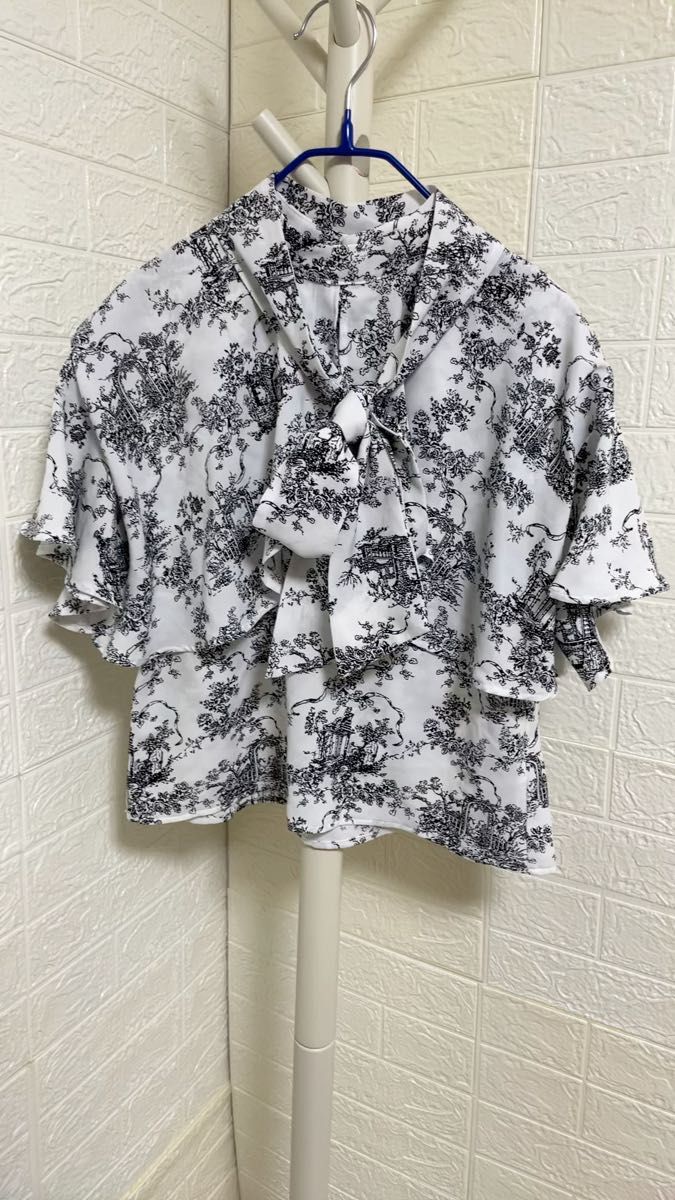 半袖ブラウス シフォンブラウス シースルーブラウス リボンブラウス ハイネックブラウス シフォンブラウス グレイルブラウス未使用