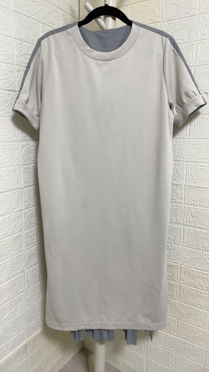 ロングワンピース 半袖ワンピース 春夏ワンピース オーバーサイズシャツ チュニック ニットワンピース 未使用 プリーツワンピース