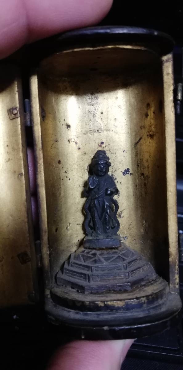 古銅 彫り仏像 厨子入 佛像 釈迦如来立像 江戸時代 仏教_画像5