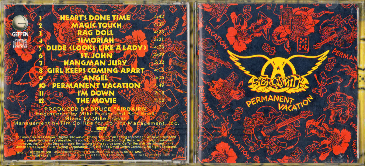 ♪名盤♪米国産HardRock≪国内盤帯付CD≫AEROSMITH(エアロスミス)/Permanent Vacation♪JOE PERRY♪_トレー裏ジャケット/表ジャケット