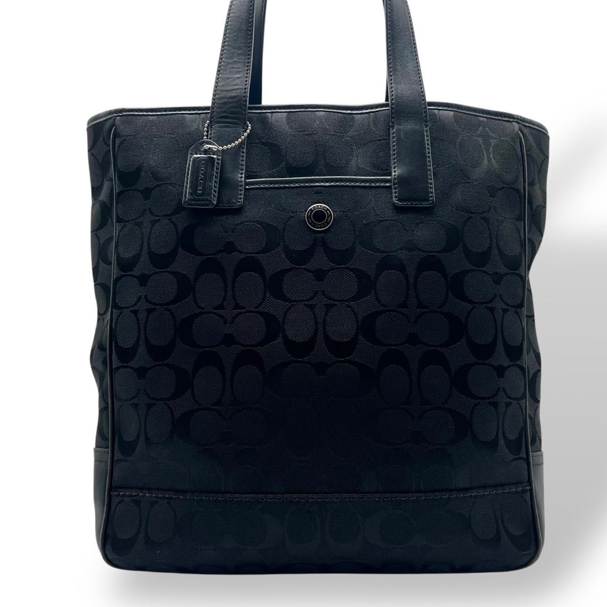 極美品☆COACHコーチ トートバッグ シグネチャー ブラック 大容量レザー 美品 COACH コーチ トートバッグ シグネチャー 黒 A4可 大容量