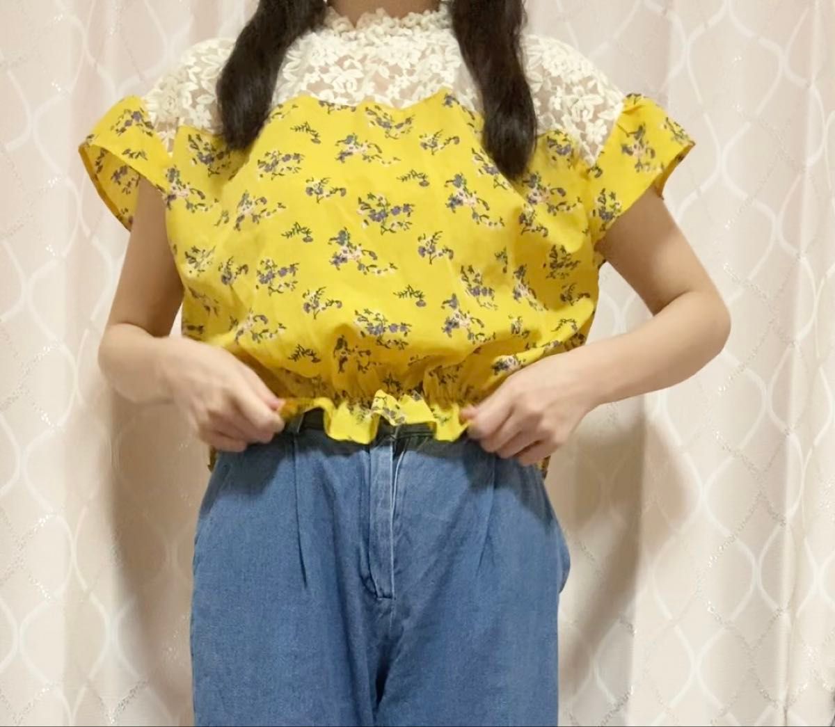トップス 夏服 花柄 ガーリー フレンチガーリー レース