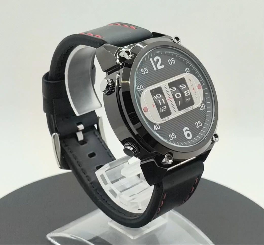 【NEW】XINEW 9002 クォーツ 回転式 (動画あり) ローラー ドラム ビッグフェイス 腕時計 新品電池交換済み