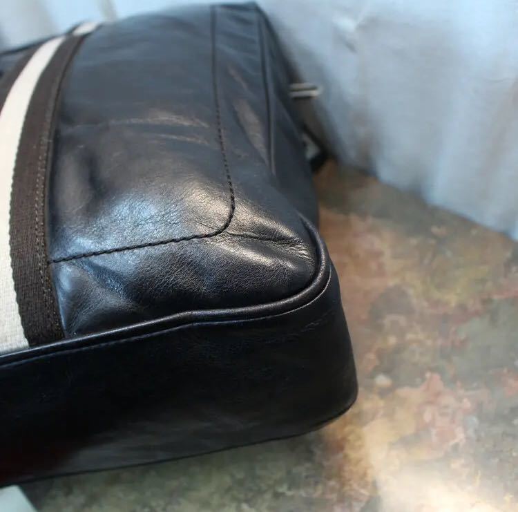 BALLY LINE LEATHER BUSINESS BPSTON BAG MADE IN SWITZERLAND/バリーラインレザービジネスボストンバッグ