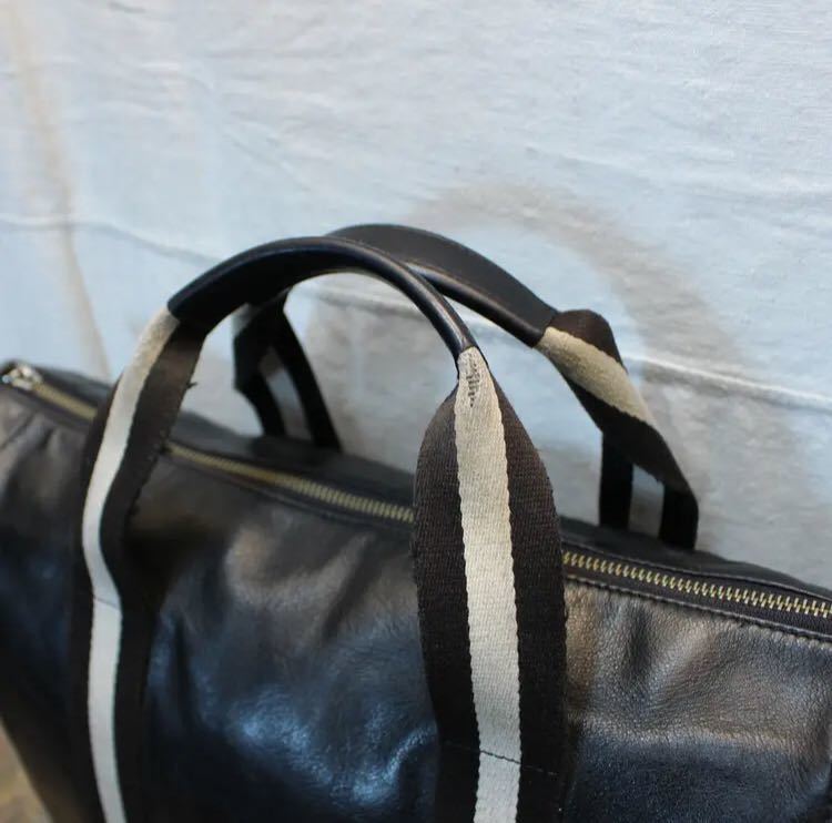 BALLY LINE LEATHER BUSINESS BPSTON BAG MADE IN SWITZERLAND/バリーラインレザービジネスボストンバッグ