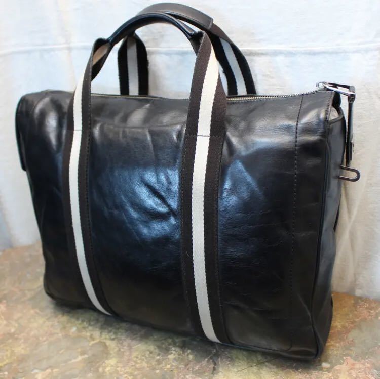 BALLY LINE LEATHER BUSINESS BPSTON BAG MADE IN SWITZERLAND/バリーラインレザービジネスボストンバッグ