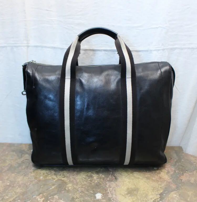 BALLY LINE LEATHER BUSINESS BPSTON BAG MADE IN SWITZERLAND/バリーラインレザービジネスボストンバッグ