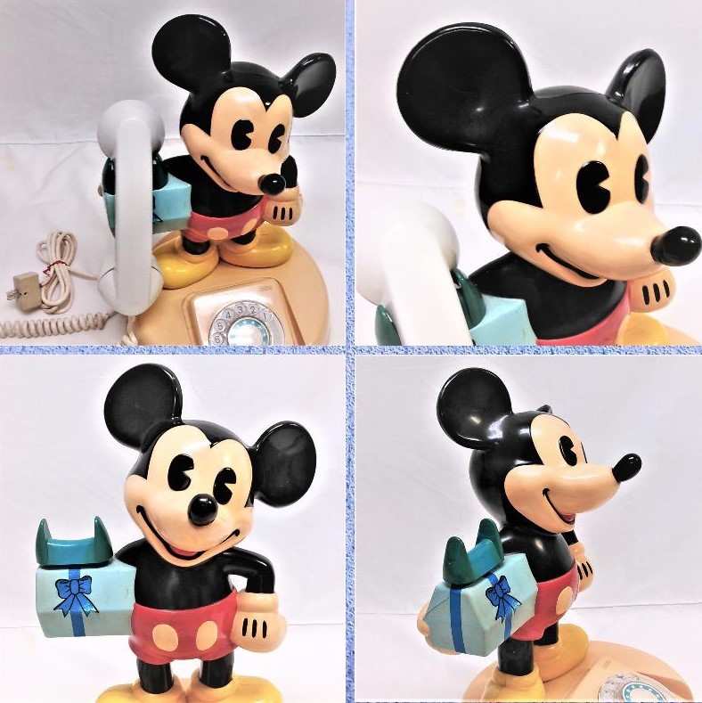 * communication { analogue desk telephone vessel : Mickey Mouse .}( Showa era model 55 year 4 month )[ box less * used ]*