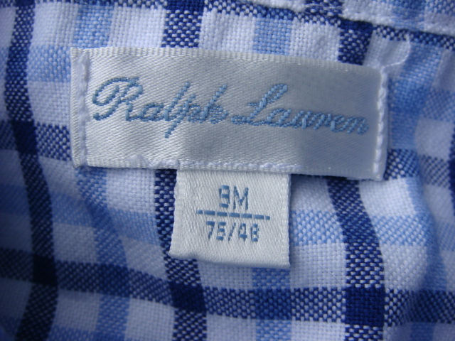  Ralph Lauren ラルフローレン　シャツ ブルーとネイビーのチェック　ボタンダウン　９m　７５／４８_画像4