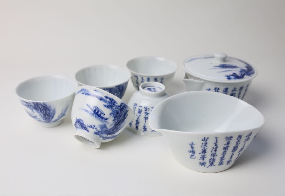 平安 春峰 染付 煎茶器 宝瓶 漢詩 茶碗 湯冷まし 平安 春峰 染付 煎茶道具 宝瓶 湯冷まし 煎茶碗 急須 湯冷