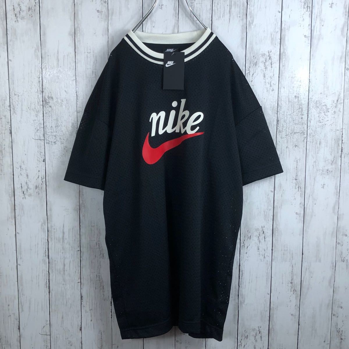 ★ドイツ発*NIKE*新作*メッシュTシャツ/BLACK★ 新品未使用】【希少】 ナイキ 筆記体ロゴ メッシュTシャツ XL 黒