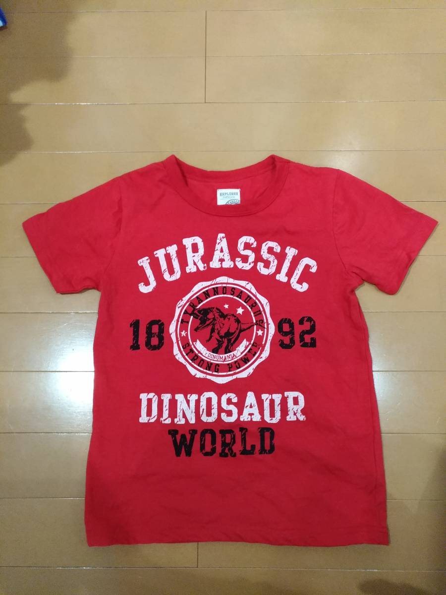 ★☆送料無料！motherways(マザウェイズ)赤の半袖Tシャツ/ティラノサウルスのイラスト/130サイズ